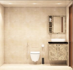 3D Rendering of well designed washroom